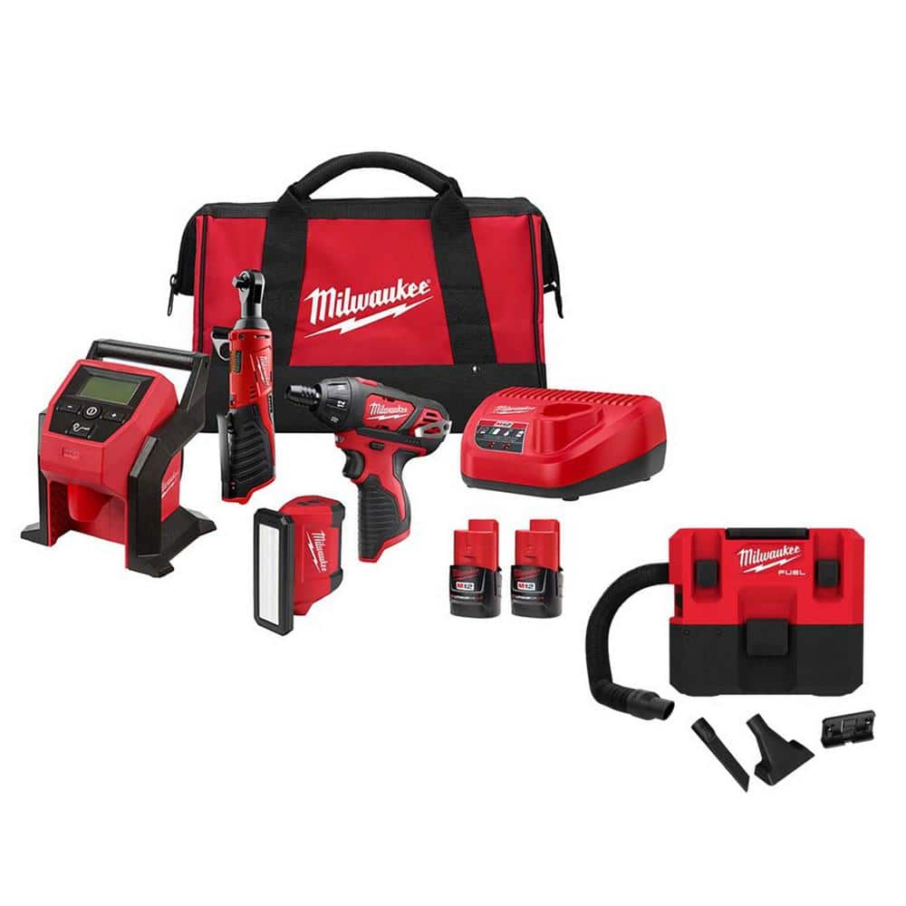 Milwaukee M12 FUEL 12-Volt Lithium-Ion Brushless Cordless Combo Kit with M12 FUEL Cordless 1.6 Gal. Wet/Dry Vacuum