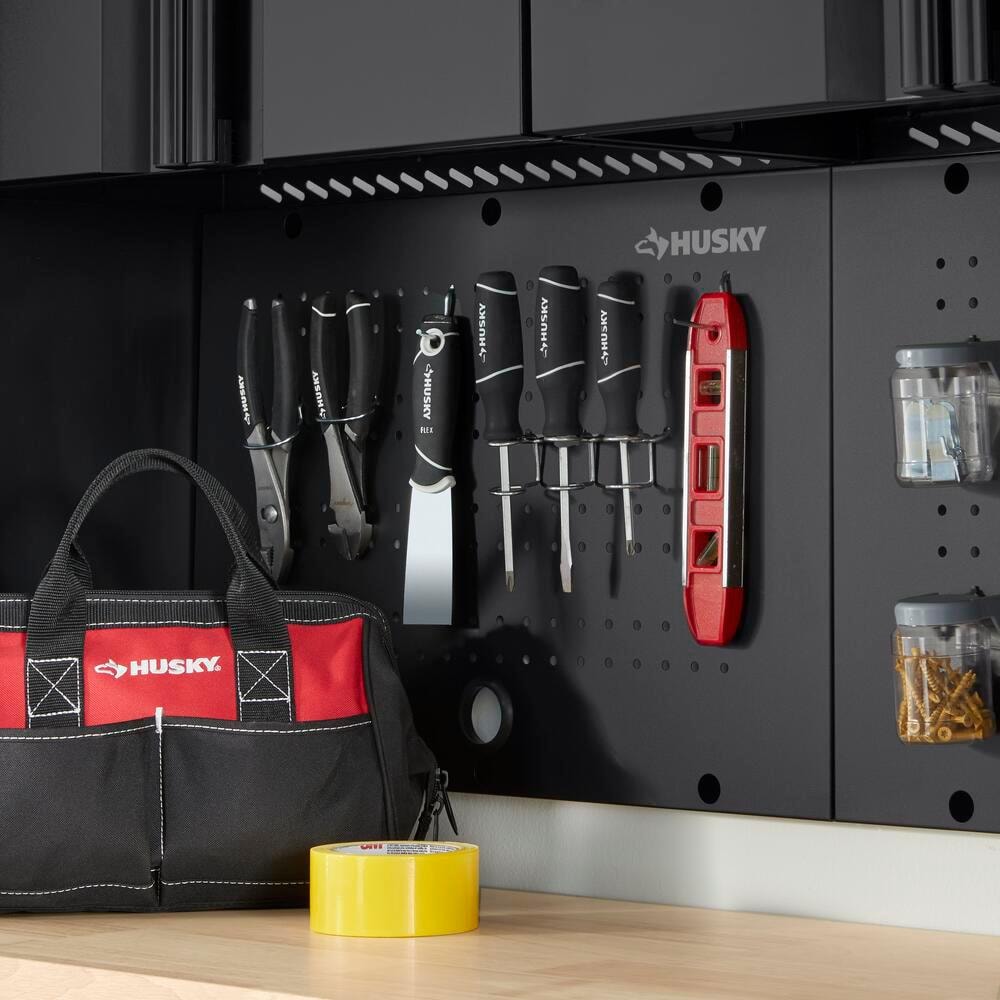 Black Steel 24" x 16" Modern Garage Pegboard Set