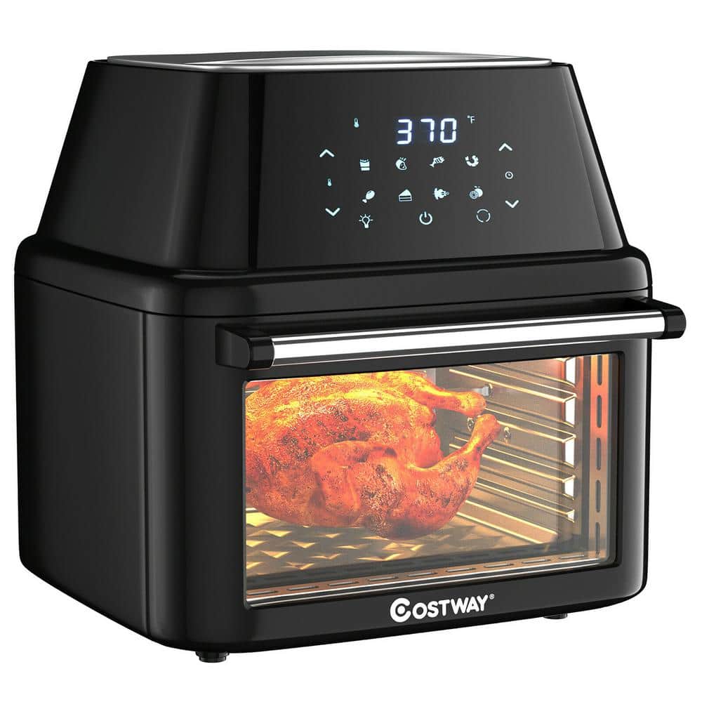 COSTWAY Electric Hot Air Fryers Oven, 1700W Oilless Cooker with Timer &  Temperature Control, NonstickFry Basket, Auto Shutoff Protection, Black,  5.3