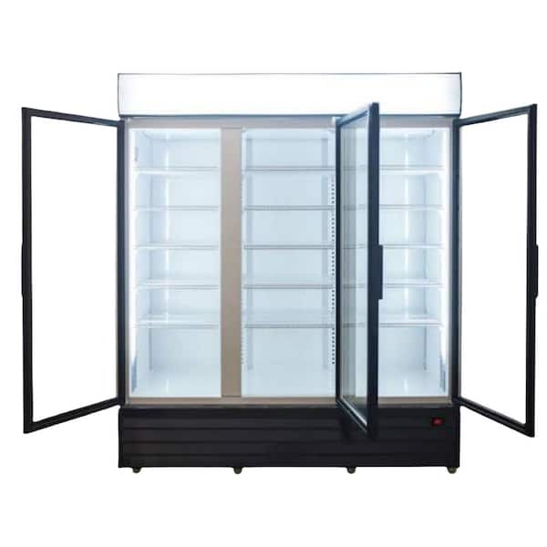 72 in. W 57 cu. ft. NSF Commercial Glass Swing 3-Door Merchandiser Refrigerator in Black