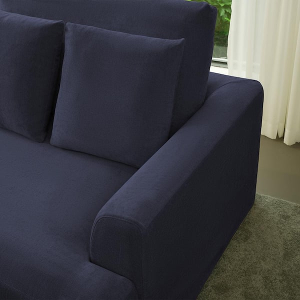 Lesly 102 in. Wide Lazy Style Square Arm Cotton and Linen