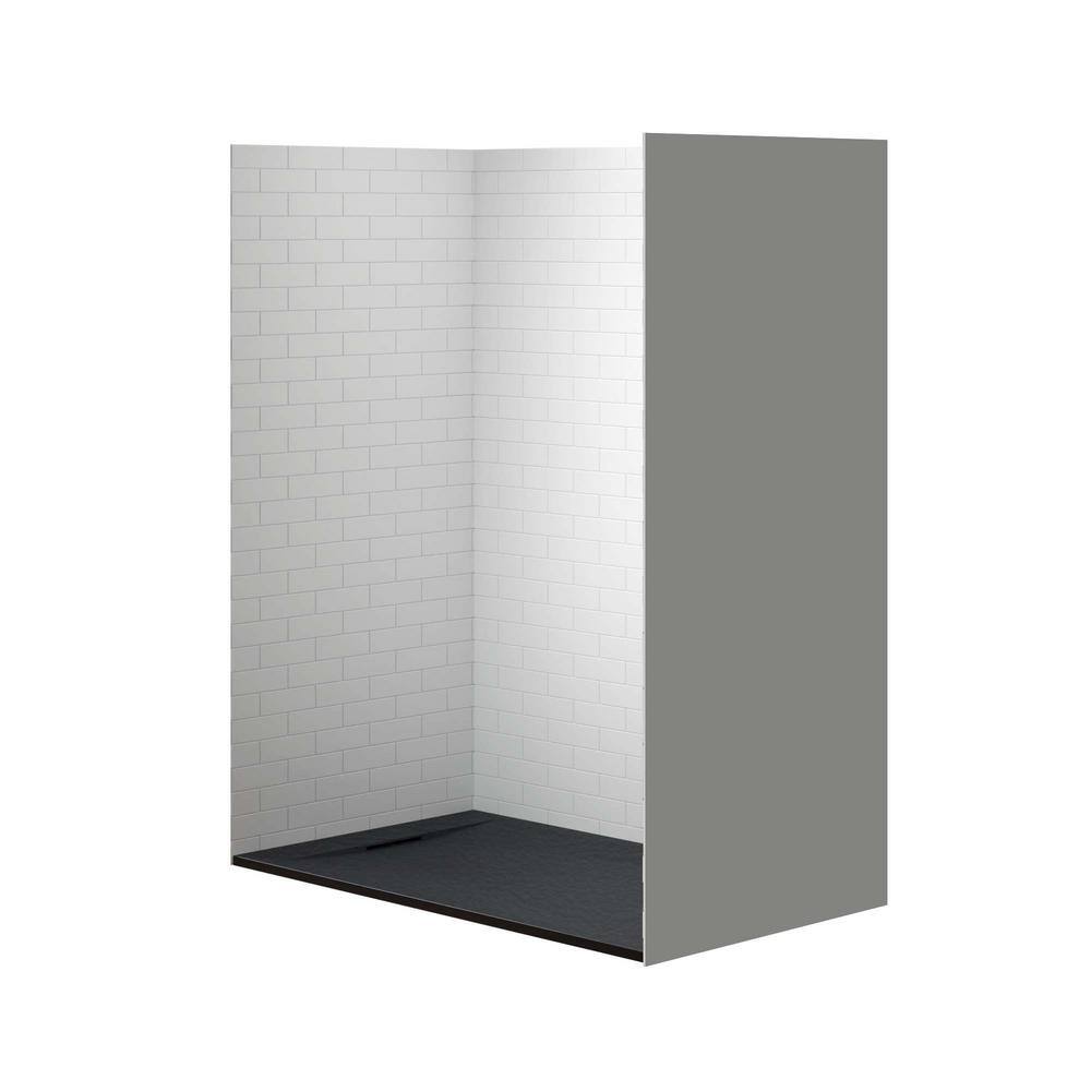 60'' Black and Brushed Nickel Rectangular Shower Stall