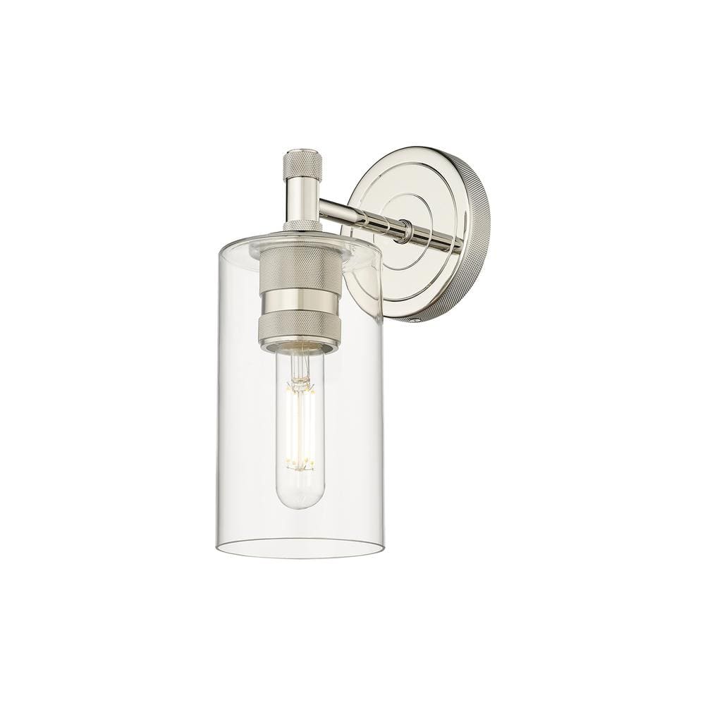 Crown Point 3.88 in. 1-Light Polished Nickel Wall Sconce with Glass Shade price history on PriceWatchPro