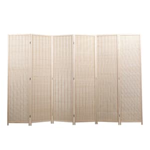 5.92 ft. Natural 6-Panel Bamboo Room Divider, Private Folding Portable Partition Screen for Home Office