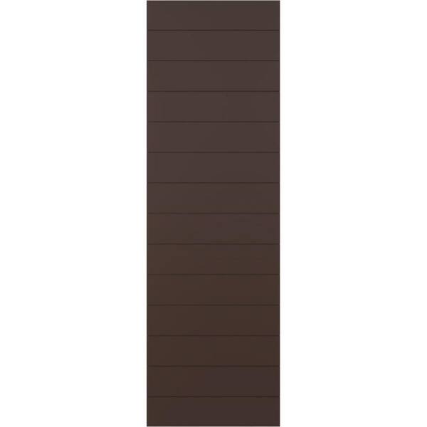 Ekena Millwork 18 in. x 38 in. True Fit PVC Horizontal Slat Modern Style Fixed Mount Board and Batten Shutters Pair in Raisin Brown