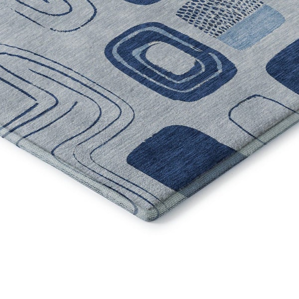 Mayfield Premium Machine Washable Abstract AMF1670 Blue 3 ft. x 5 ft. Area Rug