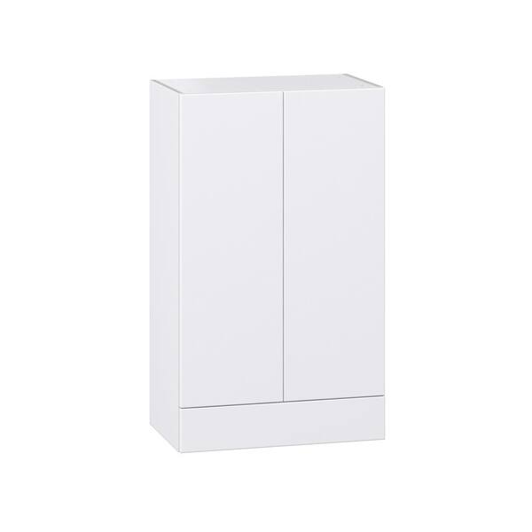 J COLLECTION Timberline 24 in. W x 14 in. D x 40 in. H Assembled Slab Wall Kitchen Cabinet in Bright White with 2-Drawers