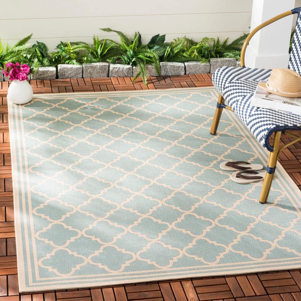 Aqua Crest 6'7" x 9'2" Easy-Care Synthetic Rectangular Rug