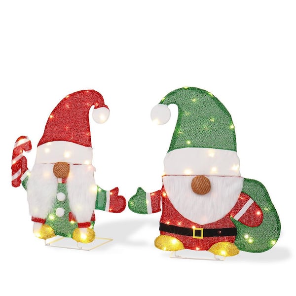 2PCS 24 in. Pre-lit Elf 2D Christmas Decoration