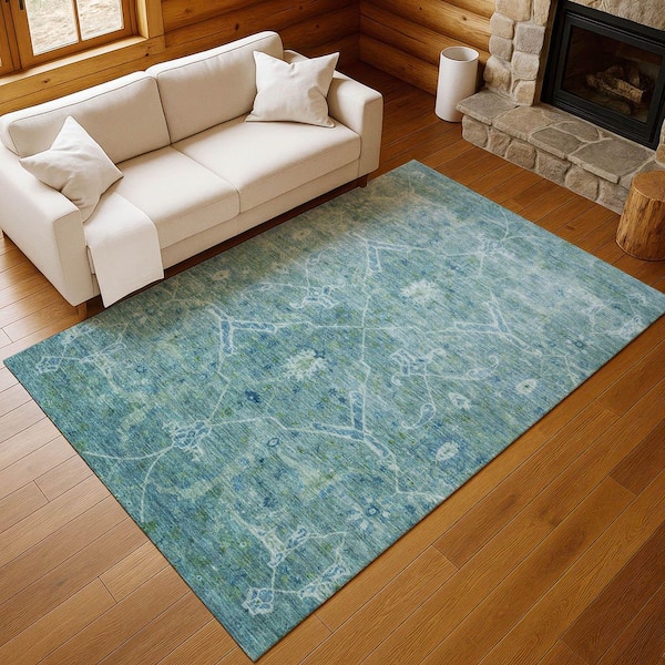 Chantille Machine Washable Indoor/Outdoor Abstract ACN2298 Turquoise 3 ft. x 4 ft. Area Rug