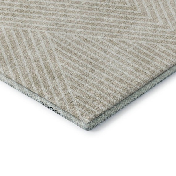 Mayfield Premium Machine Washable Abstract AMF937 Beige 3 ft. x 4 ft. Area Rug