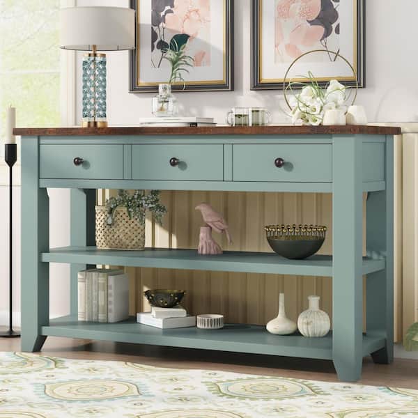 Standard Rectangle Wood Console Table, Sage Green Entry Table