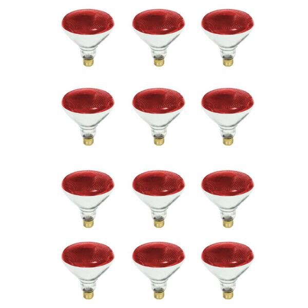 Feit Electric 100-Watt PAR38 Medium E26 Base Dimmable Red Color Incandescent Light Bulb (12-Pack)