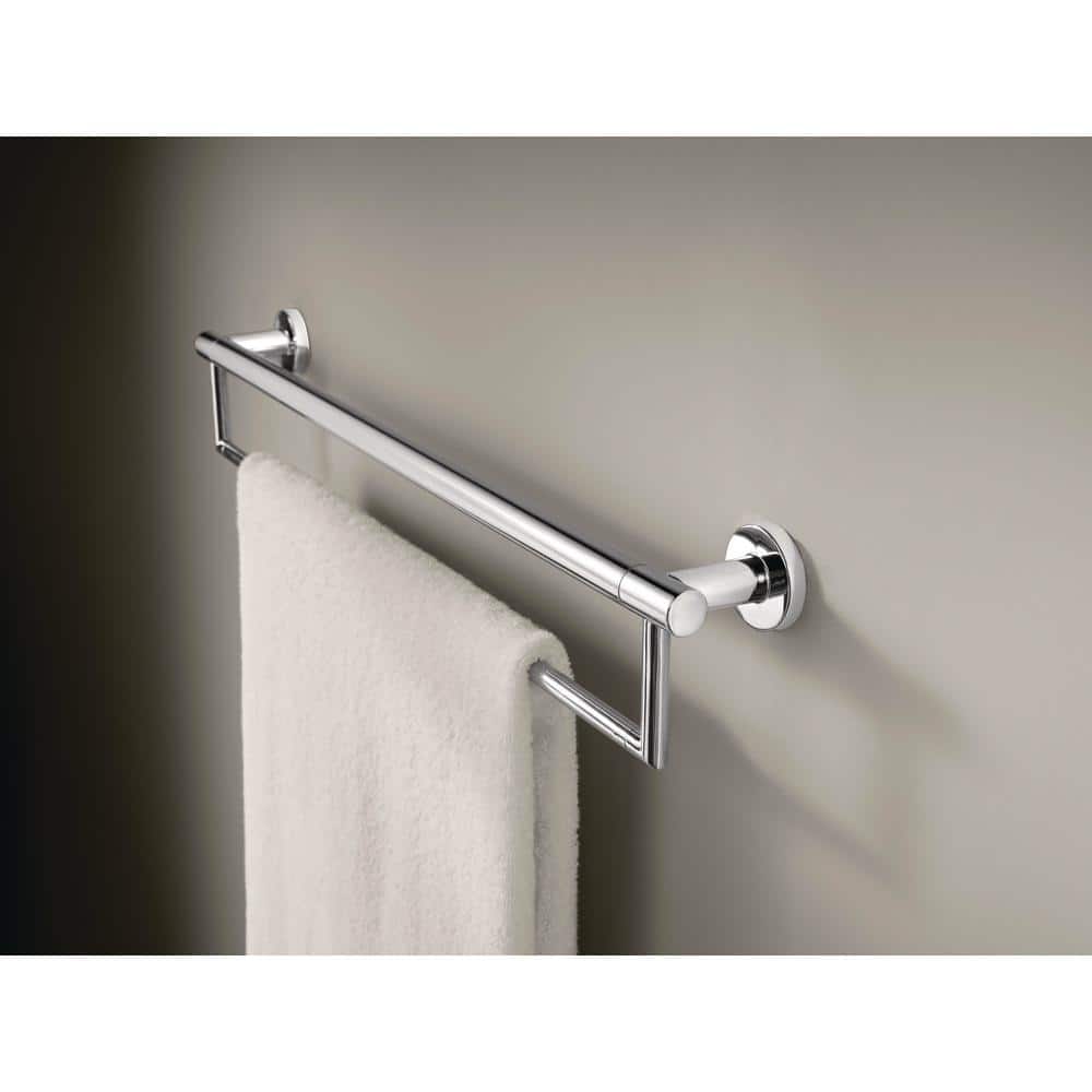 Polished Chrome 26" Wall Mounted Dual Towel Bar with Assist
