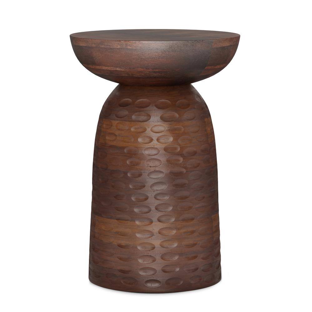 Boyd Warm Dark Brown Solid Wood Round Accent Table