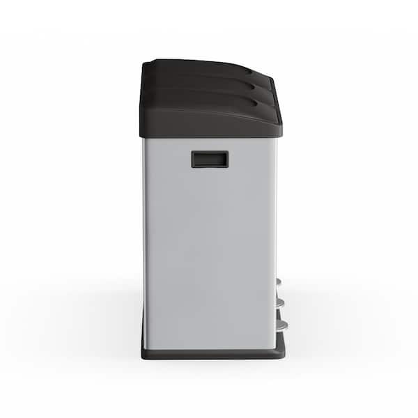  Kitchen Trash Can 16 gallon Recycle Bin,Triple Compartment  Garbage Can,60L large capacity Trash Bins with Wheels,Plastic Waste Bin  Sorting Garbage Container for Office Living Room,Grey,16 Gallon/60L :  Industrial & Scientific
