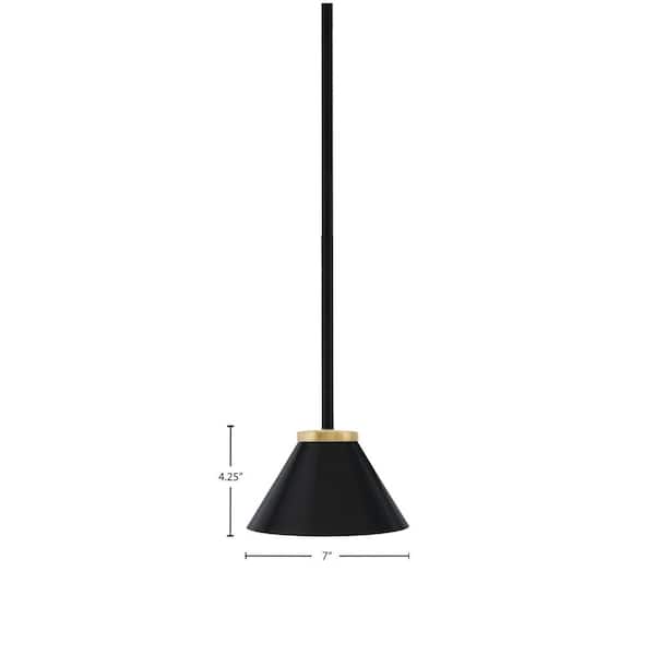 Elonia 100-Watt 1 Light Matte Black & New Aged Brass Stem Mini