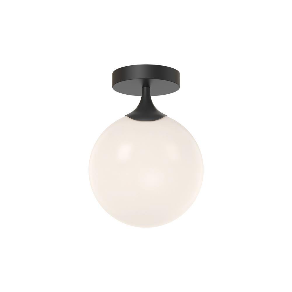 Matte Black and Glass Globe Flush Mount Light