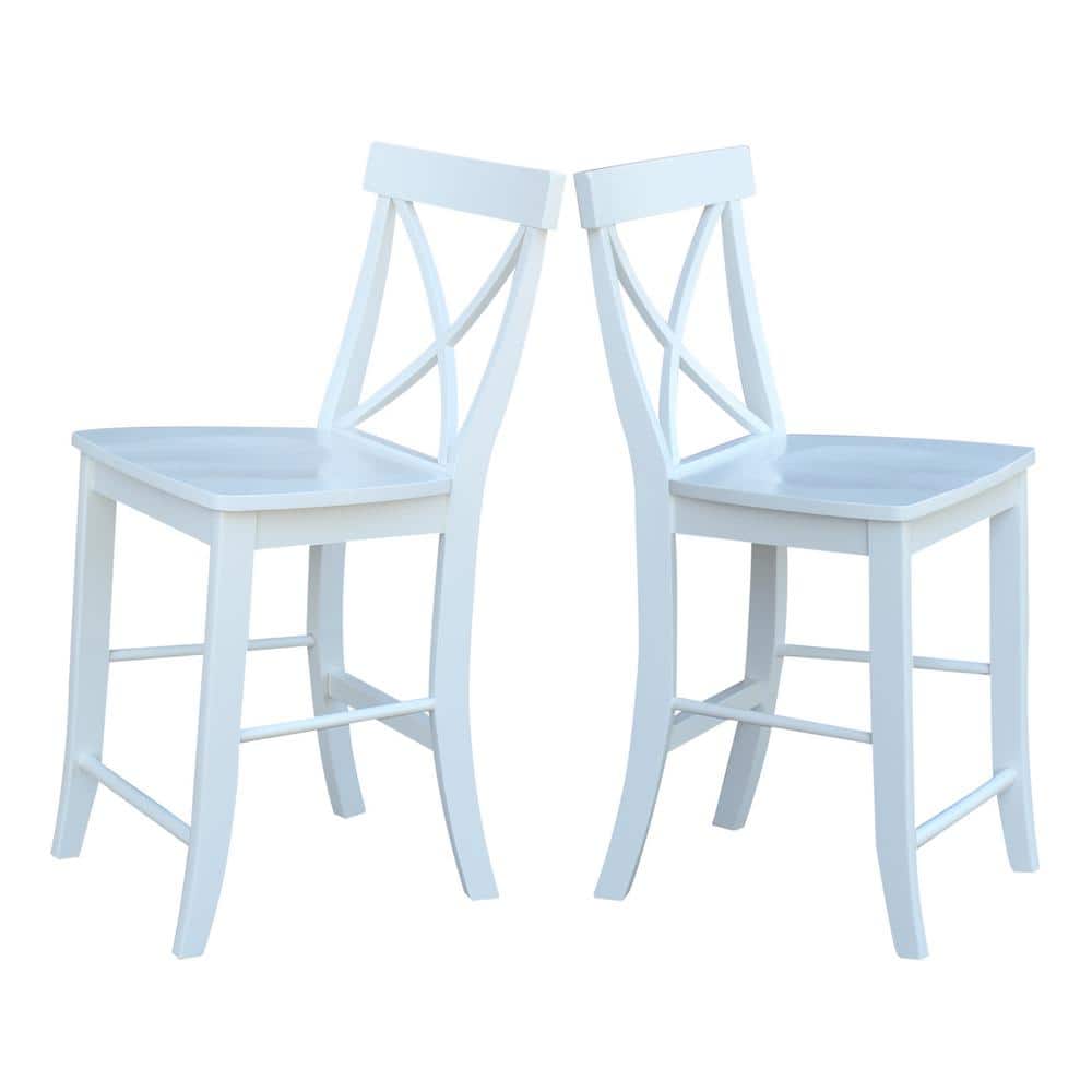 Coastal White Solid Wood 24" Counter Stool
