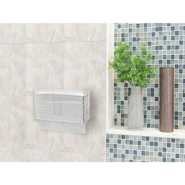 Srenta Clear Acrylic Paper Towel Holder Wall Mount Paper Towel Holder Under Cabinet, Wall Mounted Undermount Hanging Paper Towels Holder Dispenser, HO