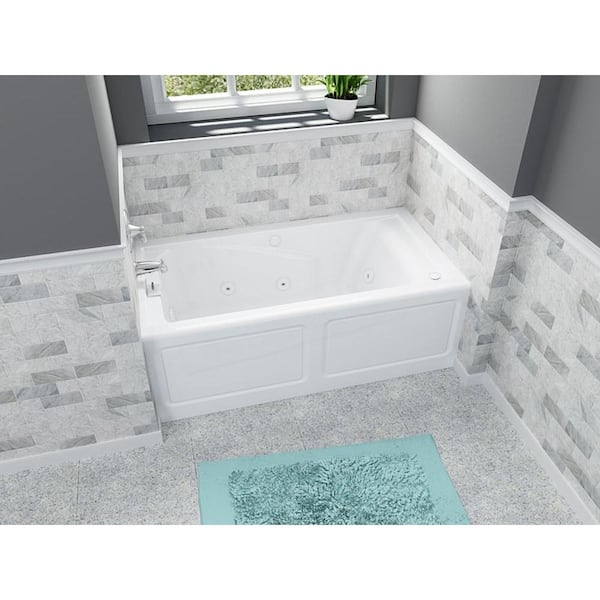 EverClean 60 in. x 32 in. Whirlpool Bathtub with Left Drain in White