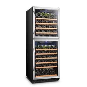 23 in. 133-Bottle Stainless Steel 2 Door Dual Zone Wine Refrigerator