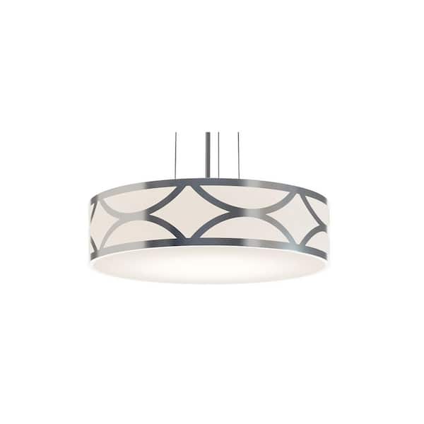 Lake 25-Watt 3-Light Painted Nickel Pendant Light with Acrylic Shade