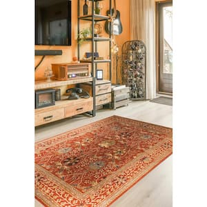 Rust 6 ft. Round Hand Tufted Wool Traditional Morris Area Rug