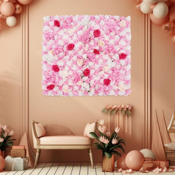 YIYIBYUS 39 in. Multi-Colored Artificial Flower Wall Panel Rose