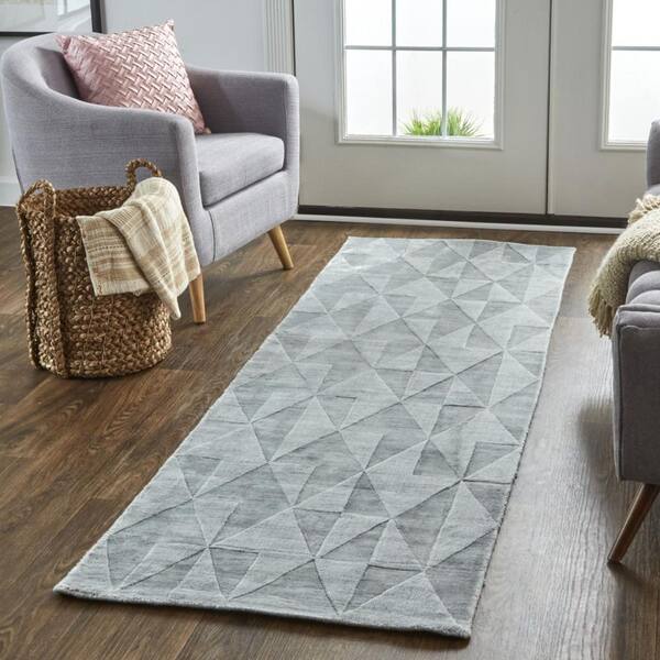 2 ft. x 8 ft. Gray Geometric Runner Rug