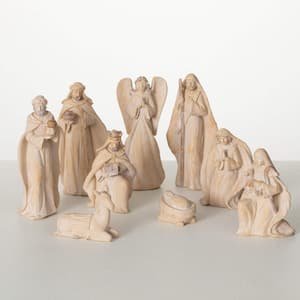 9-Piece Neutral Christmas Nativity Set, Gray