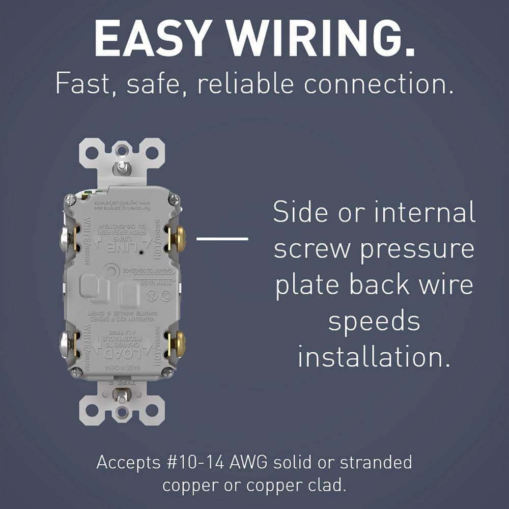 Gray Tamper Resistant GFCI Duplex Outlet with Indicator Light