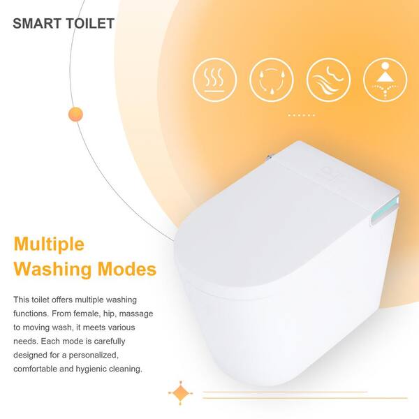 JimsMaison Elongated Smart Bidet Toilet with Instant Seat Heating, Night Light, and Auto Flushing