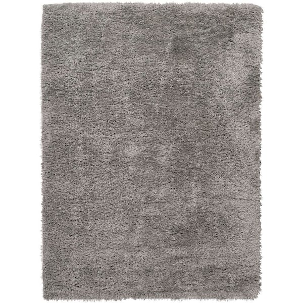 Nourison Lush Shag Grey 8 ft. x 10 ft. Abstract Plush Contemporary Area Rug