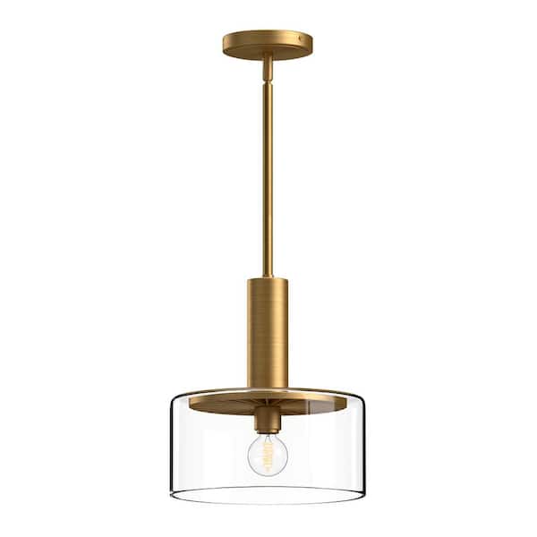 ALORA MOOD Royale 10 in. 1 Light 60-Watt Aged Gold/Clear Glass Pendant Light