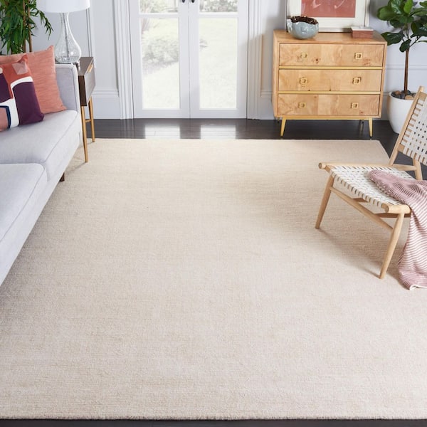 Natural Fiber 8 ft. x 10 ft. Light Pink Solid Color Area Rug