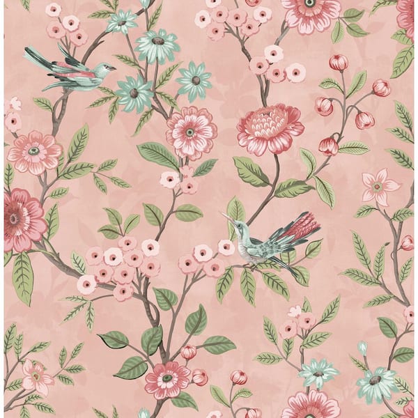 Fine Decor Elspeth Pink Floral Trail Non-Pasted Wallpaper, 56.4 sq. ft.
