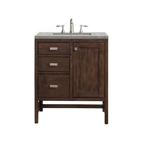 James Martin Vanities Addison 30.0 in. W x 23.5 in. D x 35.5 in. H Bathroom Vanity in Mid Century Acacia with Eternal Serena Quartz Top