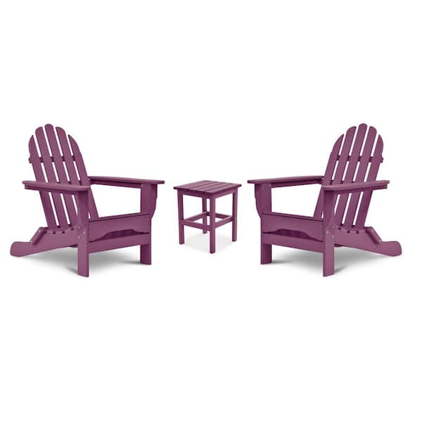 DUROGREEN Icon Lilac Recycled Plastic Adirondack Chair with Side Table (2-Pack)