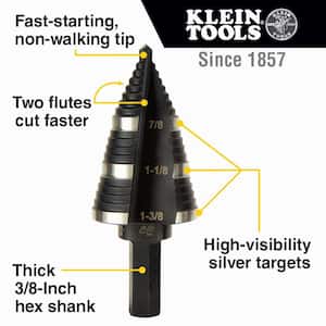 1.375 in. High Speed Steel Double Flute Step Drill Bit