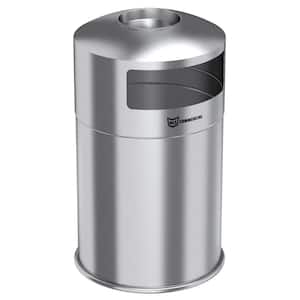 50 Gal. Stainless Steel Outdoor Trash Can, Galvanized Steel Inner Bin, Removable Ashtray, Dual Side Entry for Business