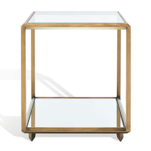 SAFAVIEH Flora Bella 18 in. Bronze Square Glass End Table