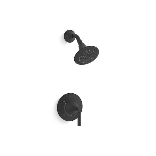 KOHLER Tone 1-Handle Shower Faucet Trim Kit in Matte Black (Valve Not Included)