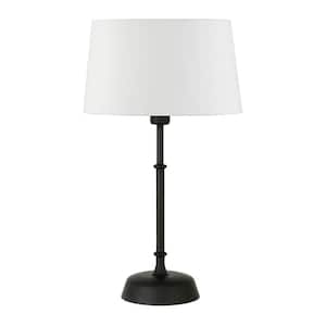 Derek 24 in. Blackened Bronze Table Lamp with Fabric Shade