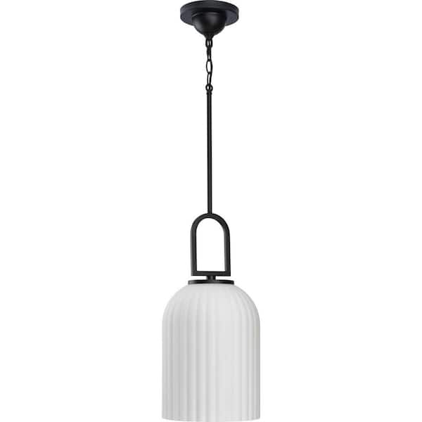 Progress Lighting Stanza Collection 1-Light Matte Black New Traditional Pendant Light