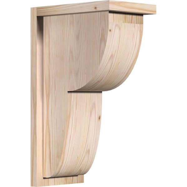 Ekena Millwork 7-1/2 in. x 12 in. x 20 in. Douglas Fir Crestline Smooth Corbel with Backplate