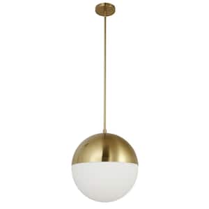 Dayana 3-Light Aged Brass Shaded Pendant Light with White Opal Glass Shade
