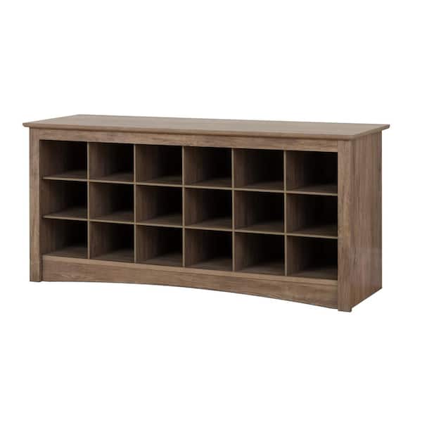 Wood Look 18 Cube Organizer, 24 Pair Shoe Storage Cubby Bench