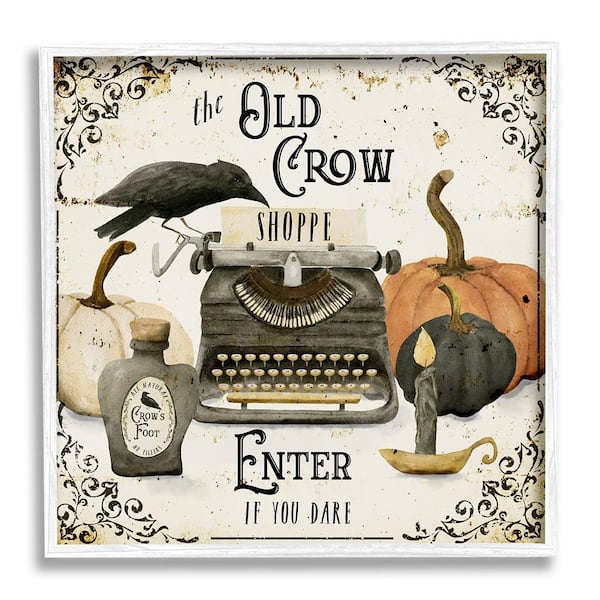 Stupell Industries Vintage Old Crow Shoppe by Deane Beesley 1 Piece Framed Graphic Print Typography Poster Art Print 12 in. x 12 in.