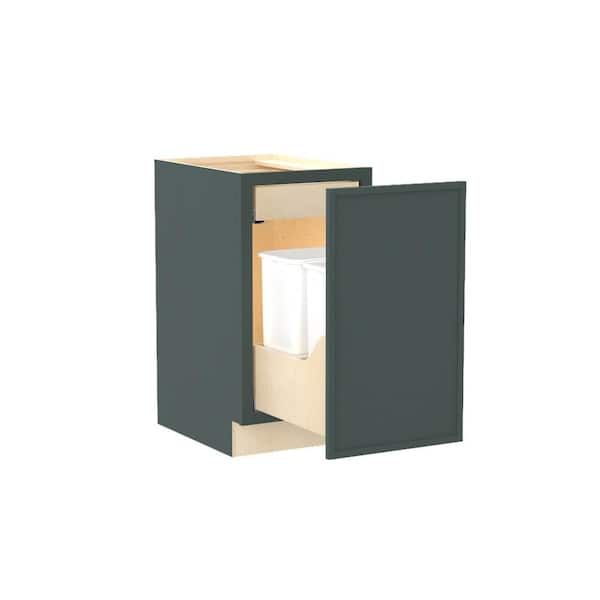 Franklin 21 in. W x 24 in. D x 34.5 in. H Assembled Plywood Trash Can Kitchen Cabinet in Verdant Green with Soft Close